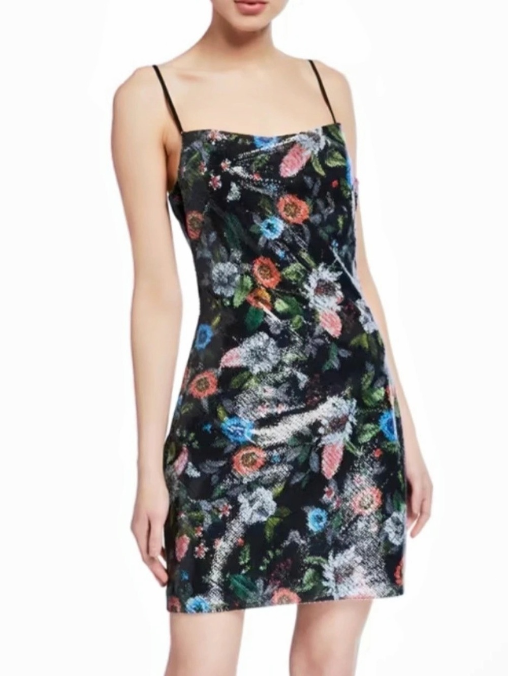 LIKELY Eve Dress Floral Sequin Mini Dress Black & Multicolor Size 4